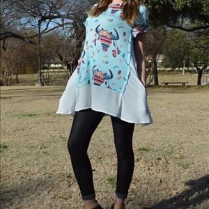 Western Aztec ruffle pocket‎ blouse NWT